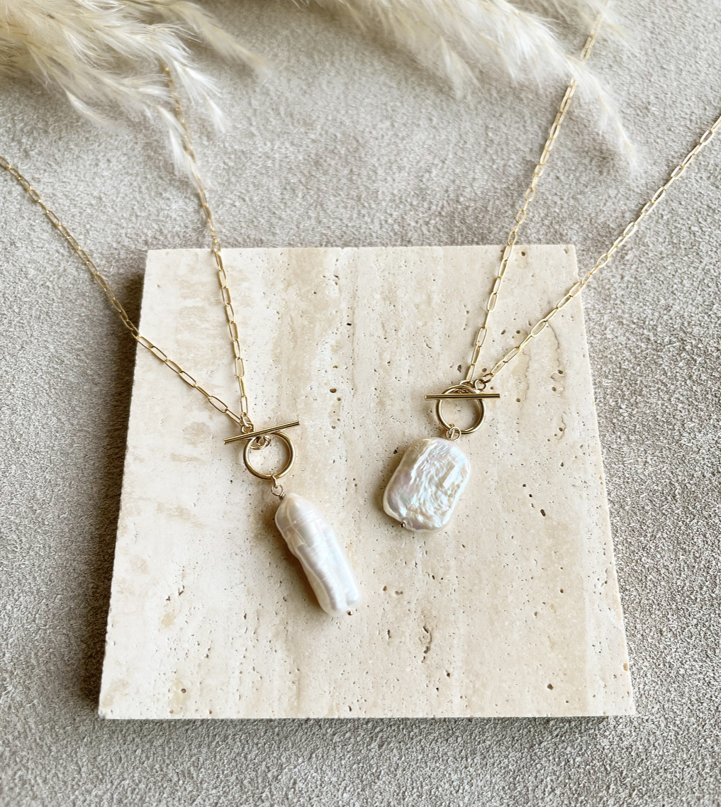 14kgf*淡水パールのマンテルネックレス《スクエアorスティック》