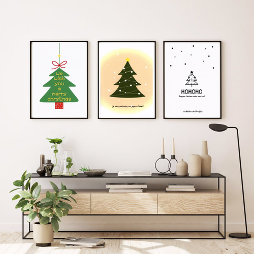 送料無料 Xmas ツリー3枚セット ⭐︎ クリスマス ポスター インテリア