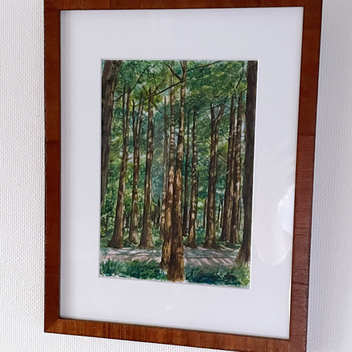 人気アイテムランキング(新品)  原画】「杉林」水彩画 F2号 絵画 LUCKEYPEN工房（kunken） 通販 絵画
