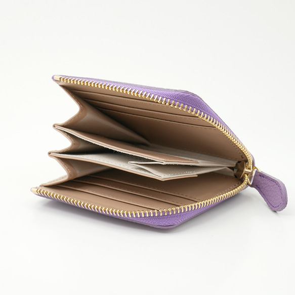 ドイツシュリンク マチ付き L字ファスナー ミニウォレット ピンクローズ　No1026-34 ドイツシュリンク シュランケンカーフ 5㎝