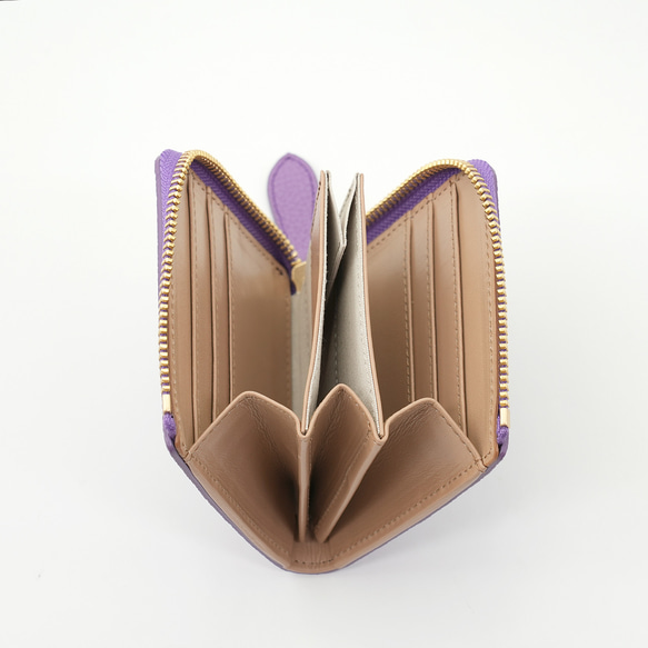 ドイツシュリンク マチ付き L字ファスナー ミニウォレット ピンクローズ　No1026-34 ドイツシュリンク シュランケンカーフ 5㎝