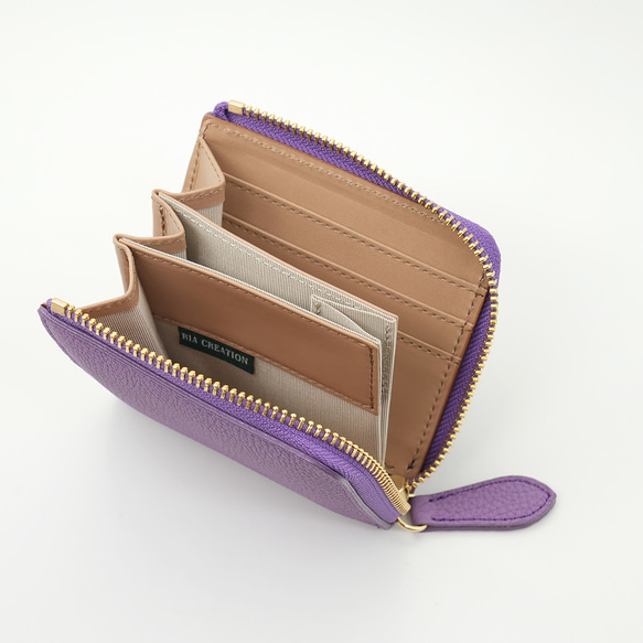 ドイツシュリンク マチ付き L字ファスナー ミニウォレット ピンクローズ　No1026-34 ドイツシュリンク シュランケンカーフ 5㎝