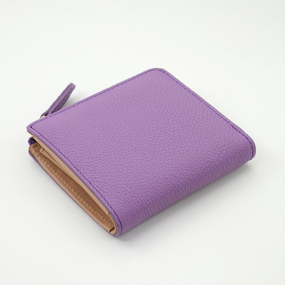 ドイツシュリンク マチ付き L字ファスナー ミニウォレット ピンクローズ　No1026-34 ドイツシュリンク シュランケンカーフ 5㎝