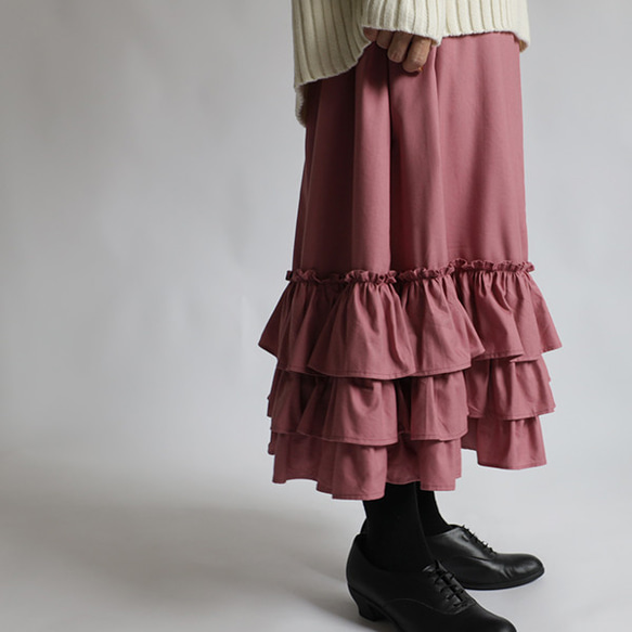 ラスト２。７８cm丈『大人甘めのふりフリル スカート』 コットン ビスコース裾フリル ペチスカート重ね着インナーK98 8枚目の画像