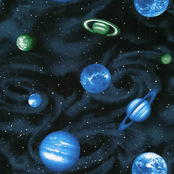 シーチング生地【50×110cm】 宇宙 銀世界 惑星 ブラック 2枚目の画像