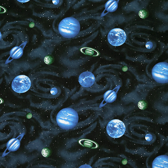 シーチング生地【50×110cm】 宇宙 銀世界 惑星 ブラック 3枚目の画像