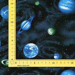 シーチング生地【50×110cm】 宇宙 銀世界 惑星 ブラック 6枚目の画像