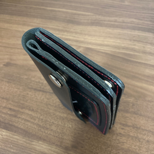 本革 牛革 ヌメ革 総手縫い ミドルウォレット トラッカー