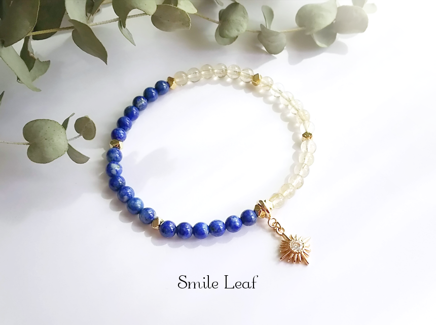 星とラピスラズリ&ルチルクォーツのブレスレット