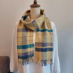 手織り　ウールとシルクのやさしいマフラー　作品2217 1枚目の画像