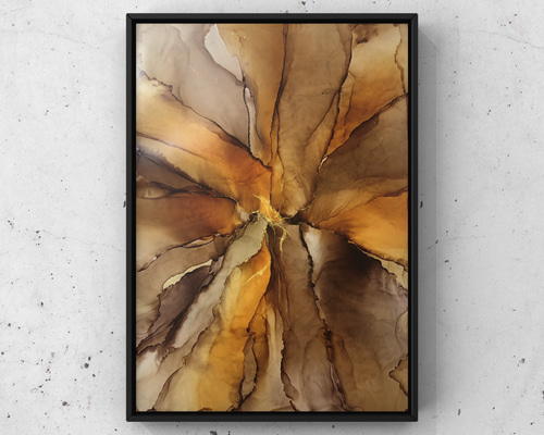 アルコールインクアート 原画 ② アート原画〈水と戯れる2〉ポストカードサイズ．アルコールインク