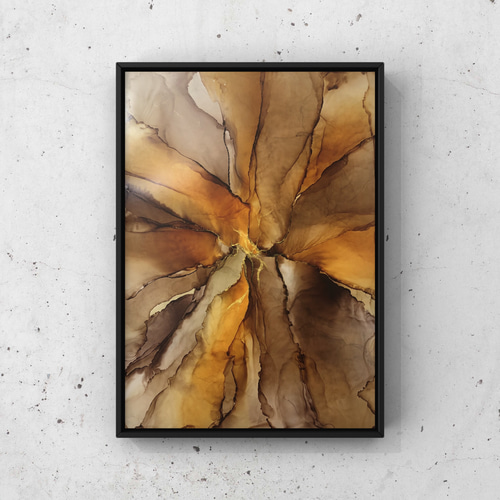 アルコールインクアート No.9 原画 A4 秋の葉 その他アート cere