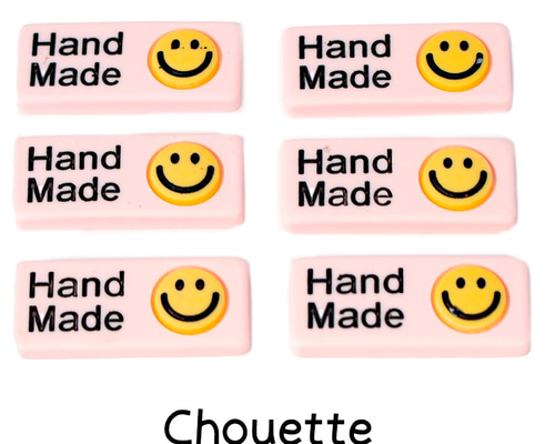 スマイルデコパーツ デコパーツ スマイル 長方形 6個（ピンク） 手芸材料 アクセサリー