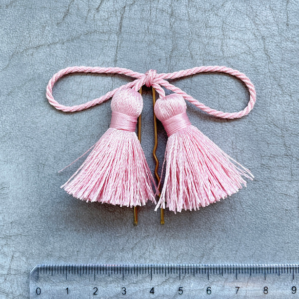 《White＆Blue：Pink ribbon》小さめサイズ✳︎七五三・卒業式髪飾り✳︎ショートやボブヘアにも✳︎ 6枚目の画像