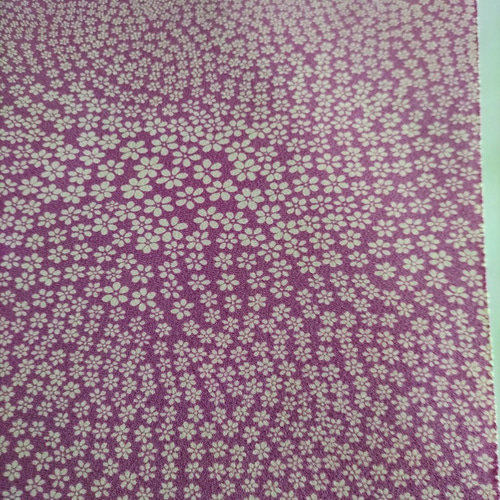 正絹 洗い済】梅鼠色×白の大小の小花柄のちりめん生地 約36.5×50cm  