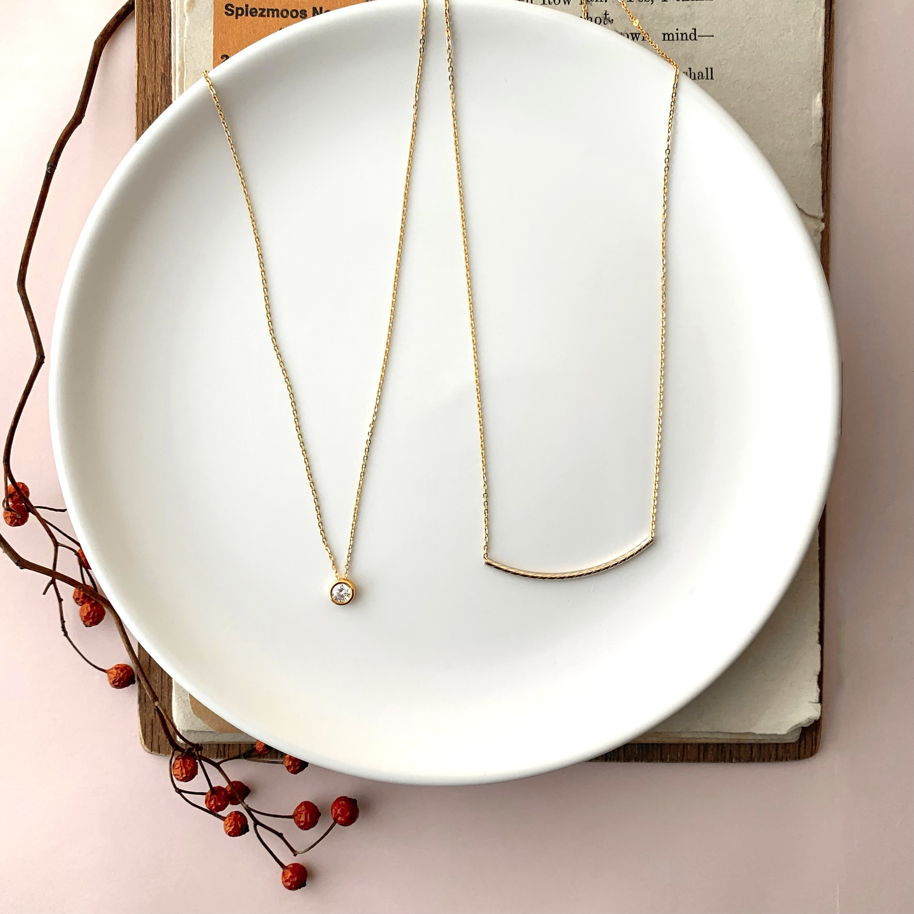 【2本SET⭐︎*】シェアも◎14KGF✴︎ジルコニア&パイプネックレス