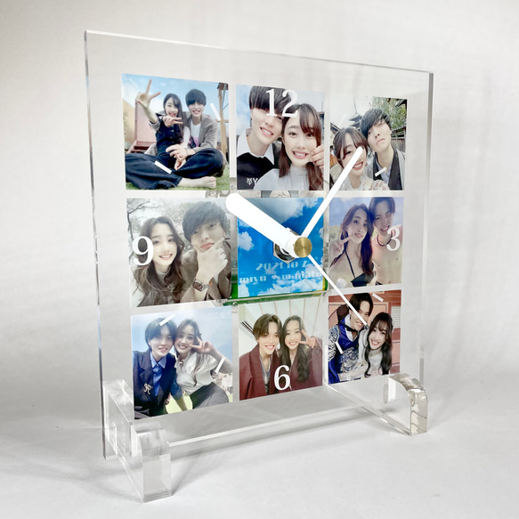 アクリル9フォト時計/9枚の写真で作るハンドメイド フォトフレーム