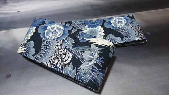 創作帯☆角帯 鶴の羽に大柄花模様 巾約10cm 和装小物（帯・半襟） kain