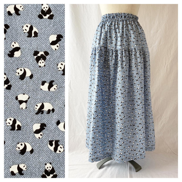 顯瘦：一年四季健康的疊層裙：85cm（小熊貓：藍灰色） 第1張的照片