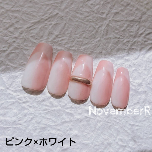 ネイルチップ LA590☆オンブレフレンチネイルチップ ネイルチップ（つけ爪