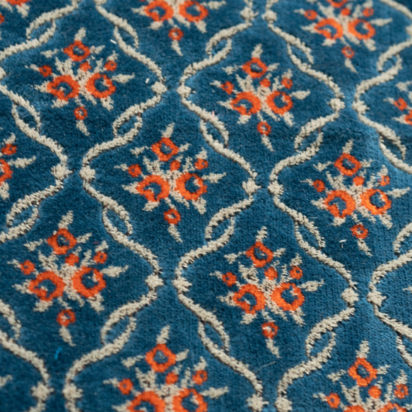 金華山零錢包&lt;淺藍橙花格子&gt;2Way單肩包絨提花編織 第10張的照片