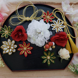 つまみ細工　帯留め　帯飾り　　七五三　成人式　金　花魁　振り袖　着物　帯　パール 帯留め 帯飾り 七五三 成人式 白 金 花魁 振り袖 着物 帯 パール