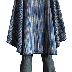 ざっくりジョムトン手織り綿インディゴ染めチャイナケープ（JFS-009-03） 6枚目の画像