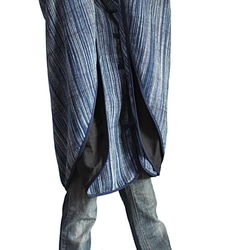 ざっくりジョムトン手織り綿インディゴ染めチャイナケープ（JFS-009-03） 5枚目の画像