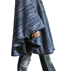 ざっくりジョムトン手織り綿インディゴ染めチャイナケープ（JFS-009-03） 4枚目の画像