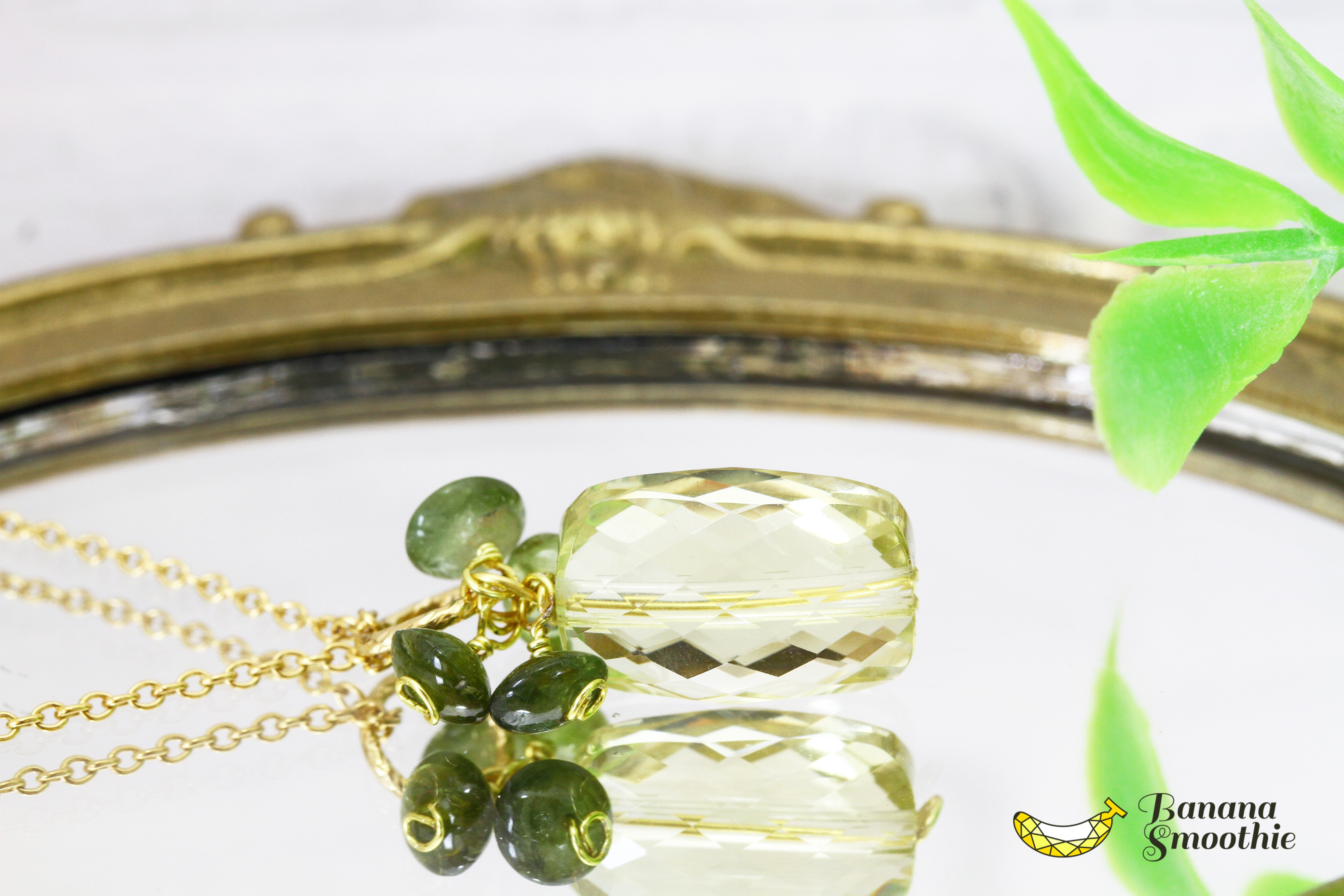 アンダンテ♪ レモンクォーツ × グリーントルマリン 14kgfネックレス 4月誕生石 10月誕生石