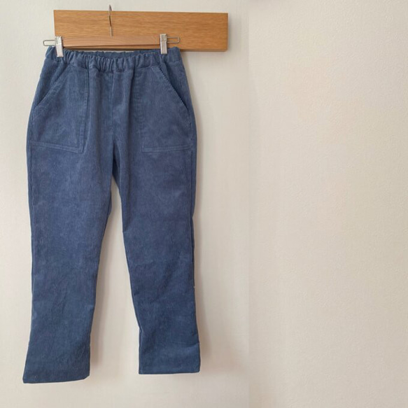 コーデュロイのテーパードパンツ＊ブルーグレー【受注製作】 2枚目の画像
