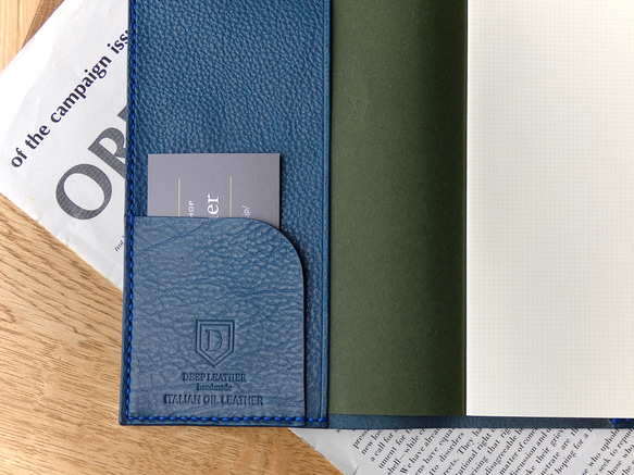 イタリア革の手帳カバー／B6サイズ／青 8枚目の画像