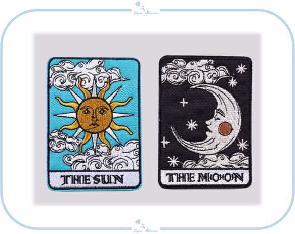 値下げ中/ ES61 アップリケ 刺繍 ワッペン the sun / the moon 値下げ中/ ES61 アップリケ 刺繍 ワッペン the sun / the moon