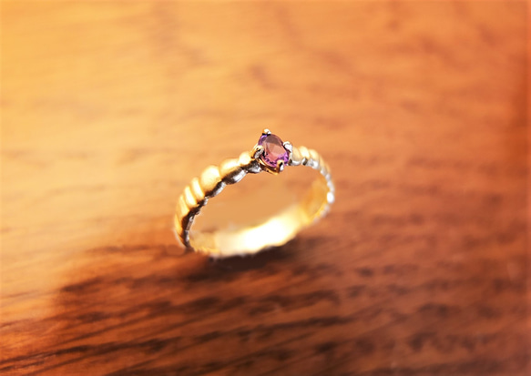 アンティーク調　アメジスト K10yg gem ring 1枚目の画像