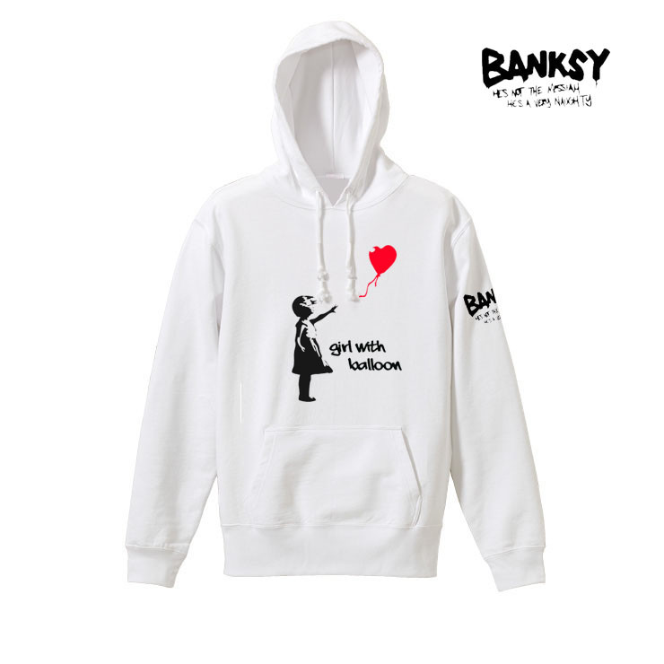 【バンクシー8.4oz】風船と少女袖プリントパーカー男女兼用banksy