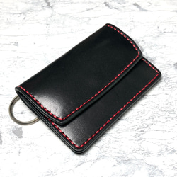 本革 ミニ財布 栃木レザー 黒 コンパクト財布 キーリング付き 小さい財布 本革 ミニ財布 栃木レザー 黒 コンパクト財布 キーリング付き