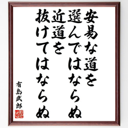有島武郎の名言「安易な道を選んではならぬ、近道を抜けてはならぬ」額付き書道色紙／受注後直筆（Y9272） 1枚目の画像
