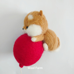 空んぽ柴犬モビール(風船)②　～Wool Farm～　羊毛フェルト 2枚目の画像