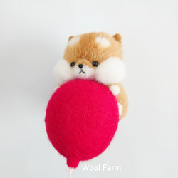 空んぽ柴犬モビール(風船)②　～Wool Farm～　羊毛フェルト 5枚目の画像
