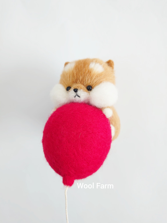 空んぽ柴犬モビール(風船)②　～Wool Farm～　羊毛フェルト 5枚目の画像