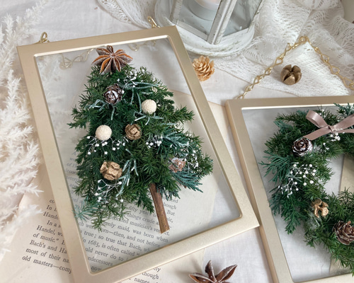 ヴィンテージ  フォトフレーム　クリスマス 送料無料クリスマスフレーム(ツリー) フォトフレーム・写真立て