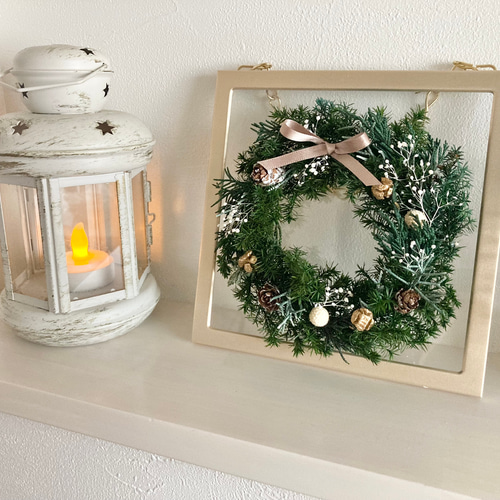 送料無料クリスマスフレーム(リース) フォトフレーム・写真立て in