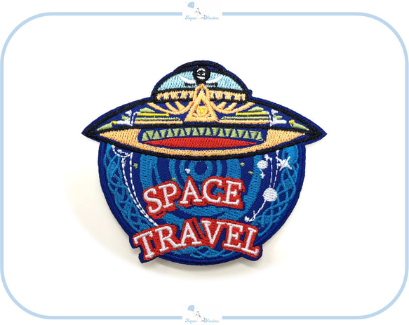 ES69 アップリケ 刺繍 アイロン ワッペン space travel 宇宙 UFO 宇宙旅行 古着 リメイク 海外 1枚目の画像