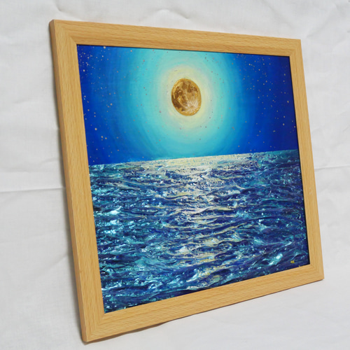 油絵 油彩 油彩画 絵 絵画【満月の海】 絵画 HR 通販 14789864