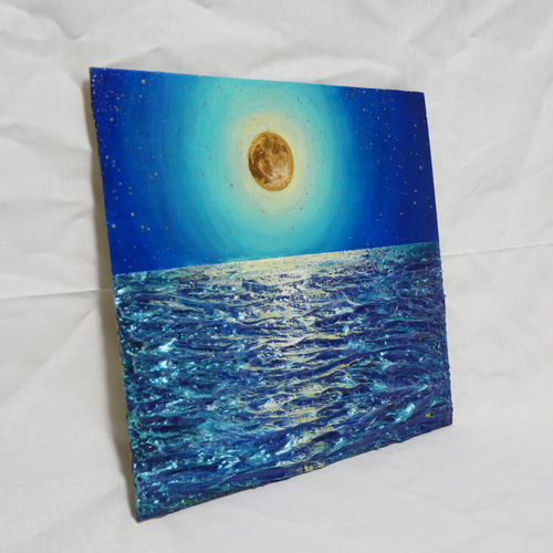 油絵 油彩 油彩画 絵 絵画【満月の海】 絵画 HR 通販 14789864