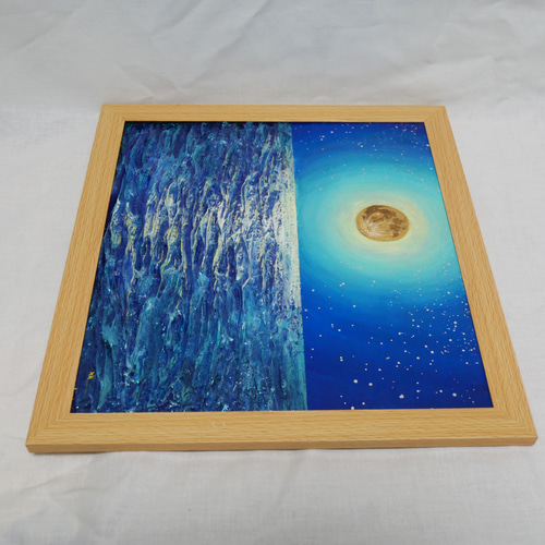 油絵 油彩 油彩画 絵 絵画 【白黒の満月の海】 油絵 油彩 油彩画 絵画 【白黒の満月の海】 | HIROSHI1990