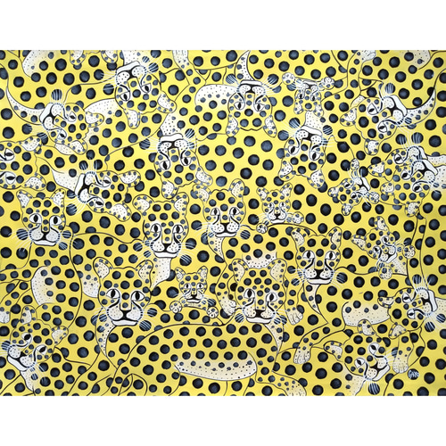 アフリカ絵画『 Leopard faces B/Y 』ティンガティンガ by Gayo