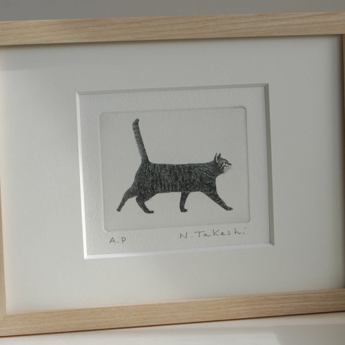 横向きの猫/銅版画(額あり） 版画 Atelie Gray 通販 14790377｜Creema