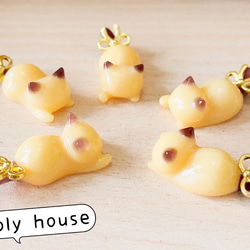 ぐで猫シリーズ プリン猫首輪@1 5匹セット レジン パーツ デコパーツ