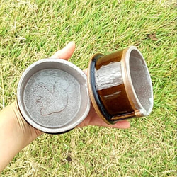 陶の小鉢・デザートカップ【ほっこりポニー(あめ茶色＆アイスグレー)】 15枚目の画像